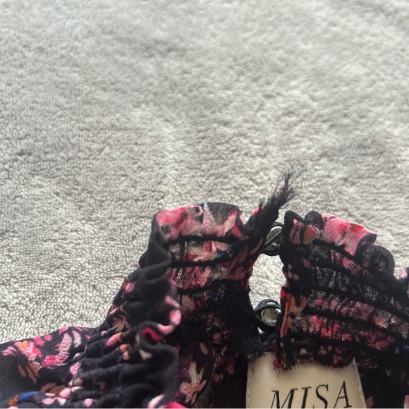 MISA Los Angeles Savannah Asymmetric Dress in Black/Pink Floral - Picture 4 of 8